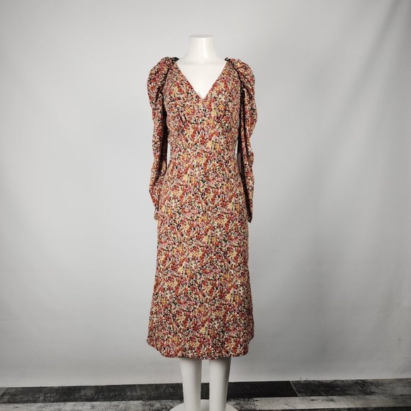 Astr Dresses & Skirts - ASTR The Label Red Floral Puff Sleeve Midi Dress Size M